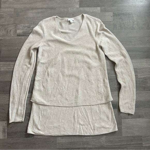 Pure Jill by J.Jill Oatmeal Heather Layered Front Tunic Top XS - Picture 1 of 6